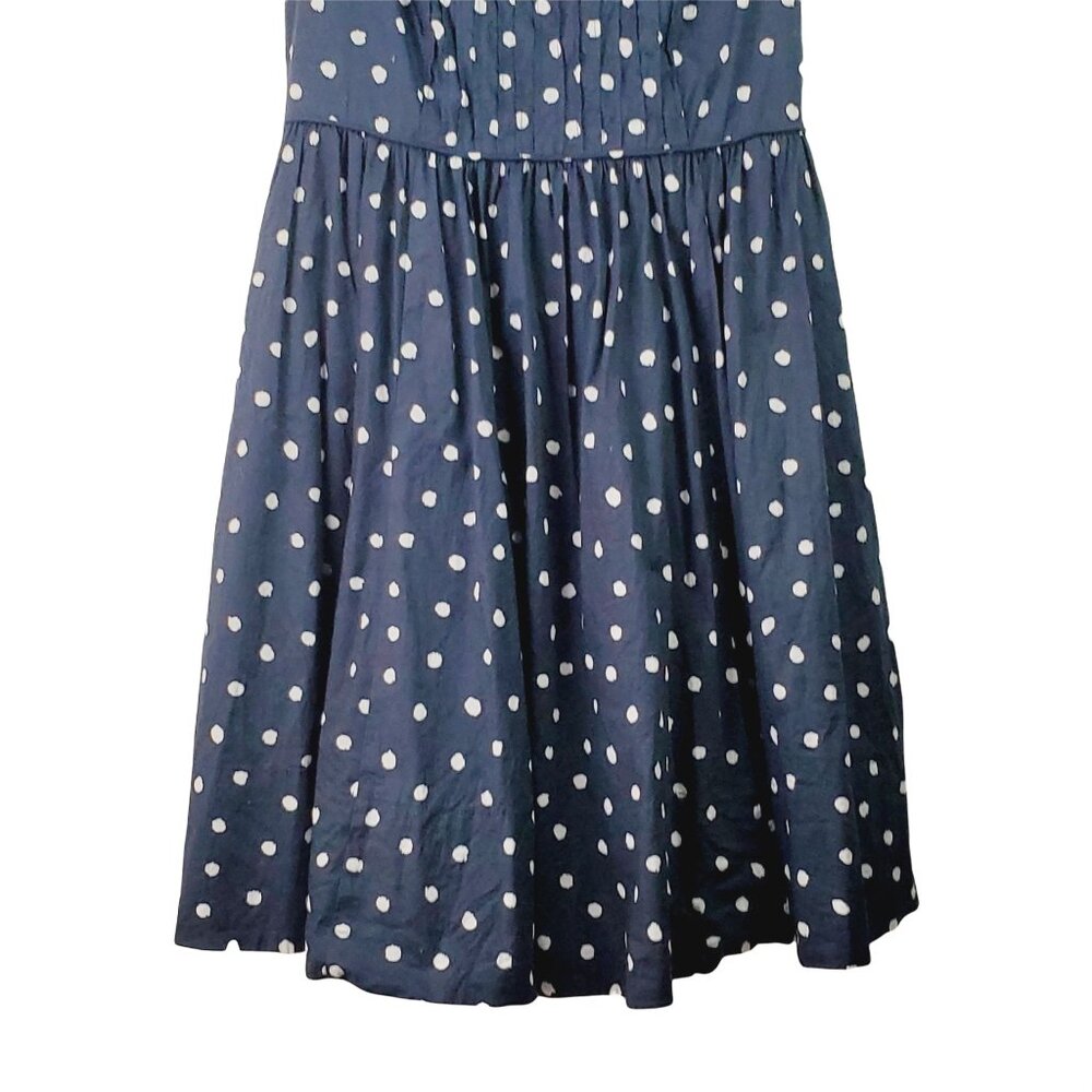 Moulinette Soeurs Dress White Polka Dot Navy Dress with Pockets Sz 4 - Picture 7 of 9